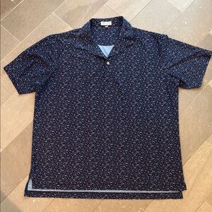Peter Millar Summer Comfort XL Dark Blue Patterned Polo Shirt